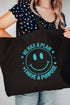 Turquoise Happy He Has A Plan Canvas Jumbo Tote