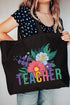 Vibrant Floral Teacher Canvas Jumbo Tote