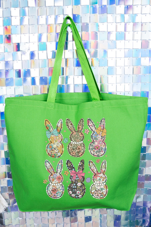 Vintage Bunny Blooms Canvas Jumbo Tote