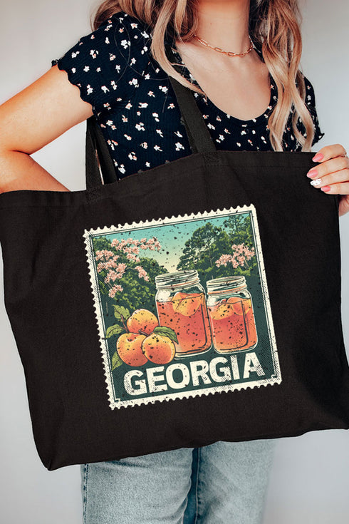 Vintage Georgia Stamp Canvas Jumbo Tote