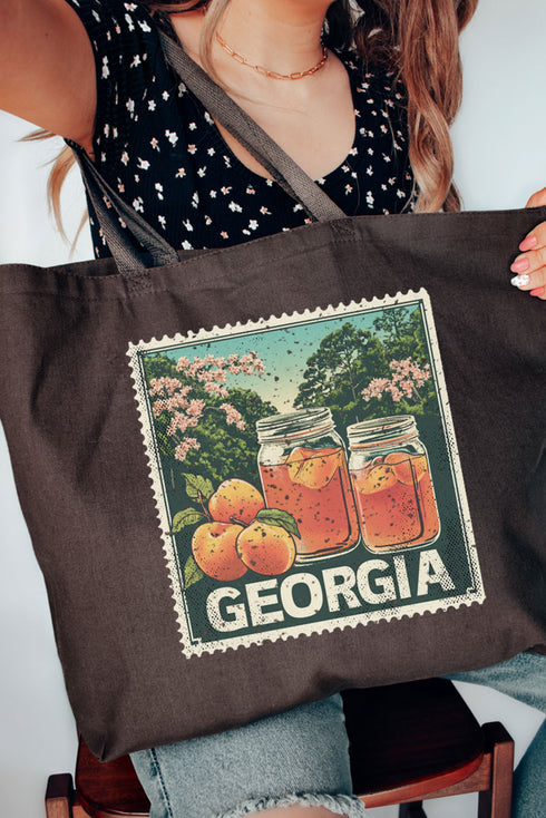 Vintage Georgia Stamp Canvas Jumbo Tote