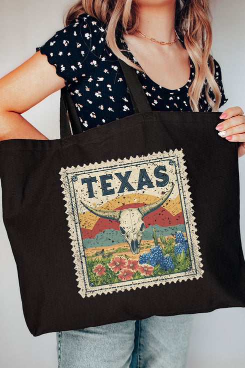 Vintage Texas Stamp Canvas Jumbo Tote