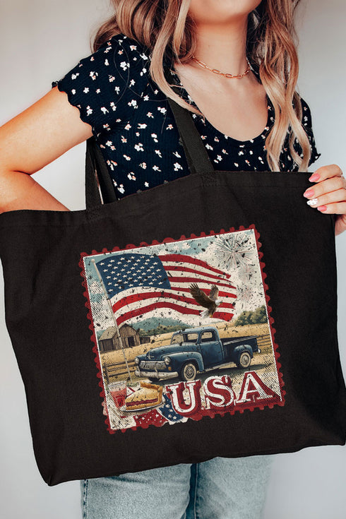 Vintage USA Stamp Canvas Jumbo Tote