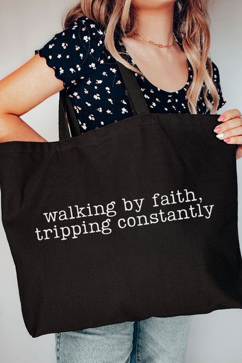 Walking By Faith Canvas Jumbo Tote