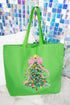 Watercolor Dots Christmas Tree Canvas Jumbo Tote
