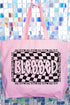 Wavy Checkered Blessed Canvas Jumbo Tote