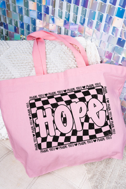 Wavy Checkered Hope Canvas Jumbo Tote