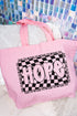 Wavy Checkered Hope Canvas Jumbo Tote