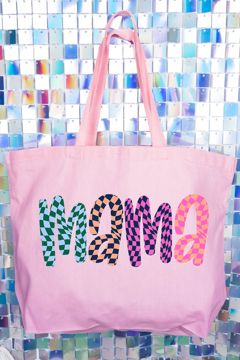 Wavy Checkered Mama Canvas Jumbo Tote