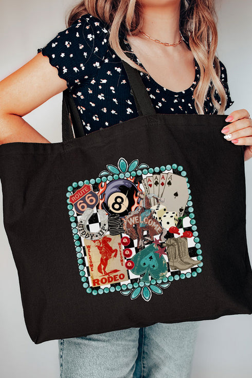 Welcome Rodeo Collage Canvas Jumbo Tote