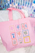 Whimsical Floral Stamps Canvas Jumbo Tote