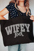 White Lace Wifey Canvas Jumbo Tote