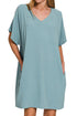 Go With The Flow Blue Gray V-Neck Pocket Shirt Dress