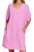 Go With The Flow Mauve V-Neck Pocket Shirt Dress