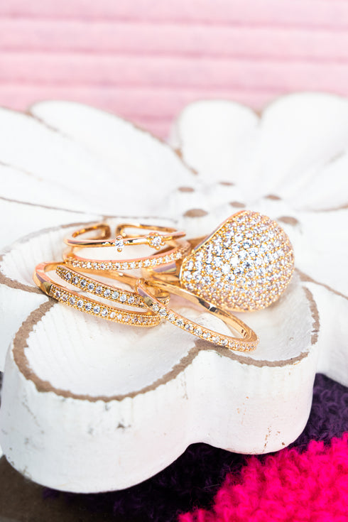 Bring The Sparkle Cubic Zirconia Goldtone 4 Ring Set