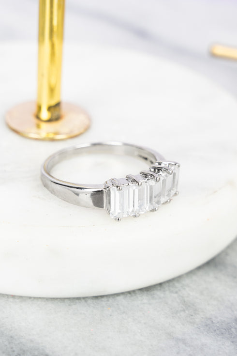 Romantic Night Cubic Zirconia Silvertone Ring