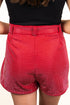 Saturday Shimmer Red Crystal Belted Shorts