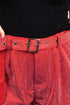 Saturday Shimmer Red Crystal Belted Shorts
