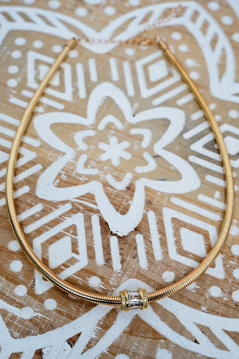 Crystal Cadence Goldtone Omega Chain Necklace