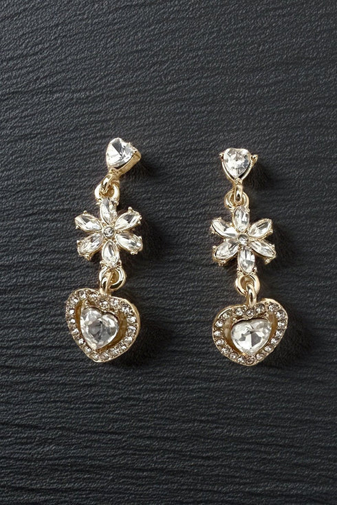 Crystal & Goldtone Heart's Desire Earrings