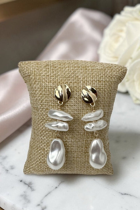 Signature in Pearl Goldtone Earrings