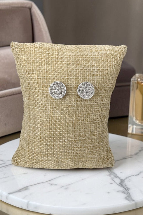 Clear High Profile Glow Silvertone Earrings