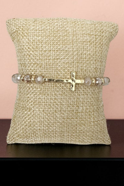 Faith in Motion Blush Beaded Cross Bracelet