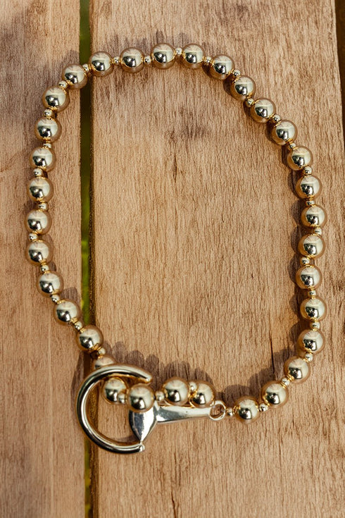 Threaded Tack Goldtone Beaded Wrap Bracelet
