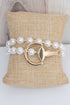 Threaded Tack Goldtone & Pearl Wrap Bracelet
