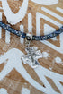 Smoke Crystal Crossfire Silvertone Necklace