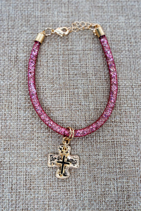 Light Rose Crystal Crossfire Goldtone Bracelet