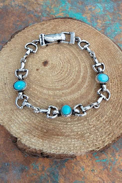 Turquoise Bit & Balance Silvertone Magnetic Bracelet