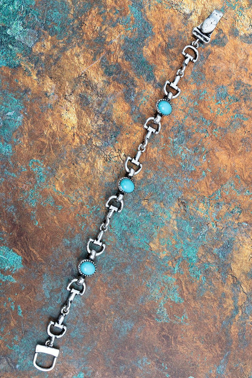Turquoise Bit & Balance Silvertone Magnetic Bracelet