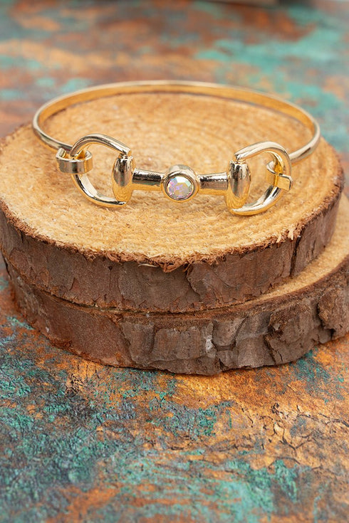 Iridescent Modern Bridle Goldtone Bracelet