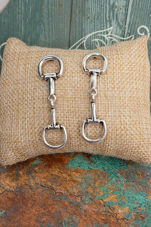 Saddle Society Silvertone Earrings