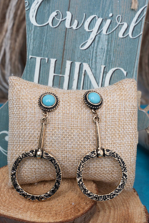 Turquoise Derby Darling Goldtone Earrings