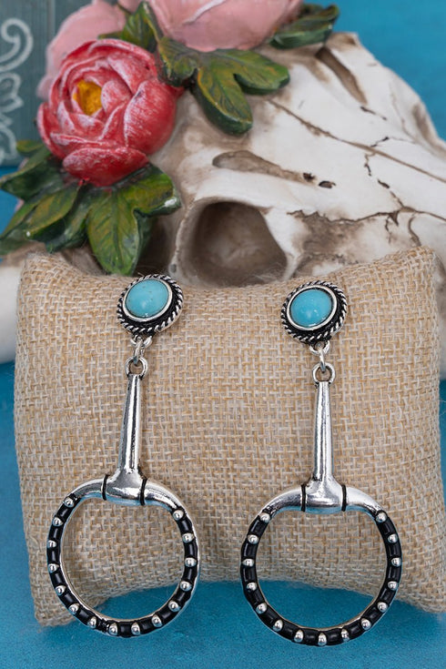 Turquoise Lexington Luxe Silvertone Earrings