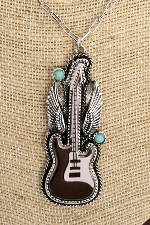 Brown & Turquoise Spirit Strings Silvertone Necklace