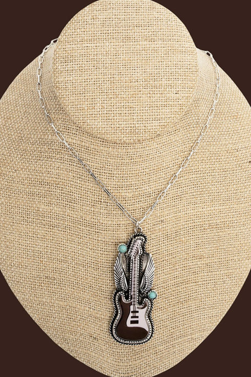 Brown & Turquoise Spirit Strings Silvertone Necklace