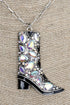 Iridescent Midnight Star Boot Silvertone Necklace