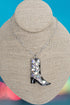 Iridescent Midnight Star Boot Silvertone Necklace
