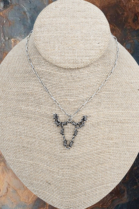 Wirecrest Steer Silvertone Necklace