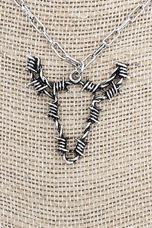 Wirecrest Steer Silvertone Necklace