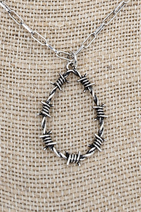 Wirecrest Teardrop Silvertone Necklace