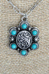 Turquoise Ranchland Rose Silvertone Necklace