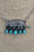 Turquoise Armadillo Alley Silvertone Necklace