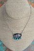 Turquoise Desert Wanderer Silvertone Armadillo Necklace