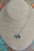 Turquoise Barnyard Blossom Cow Silvertone Necklace
