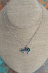 Turquoise Barnyard Blossom Pig Silvertone Necklace