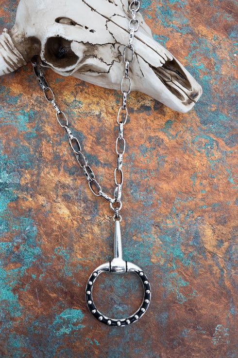 Lexington Loop Silvertone Necklace